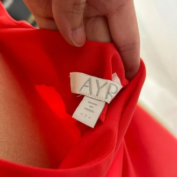 AYR The Only Coral Spaghetti Criss Cross Back Strap Slit Maxi Dress Size 2