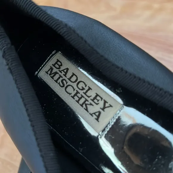 Badgley Mischka Black Leather Jewel Wendy Ballet Flats