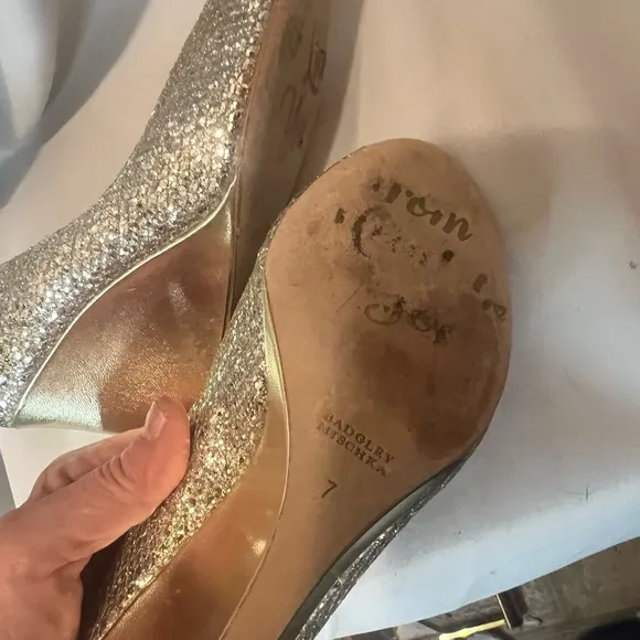 Badgley Mischka Gold Glitter Wedges for Special Occasions