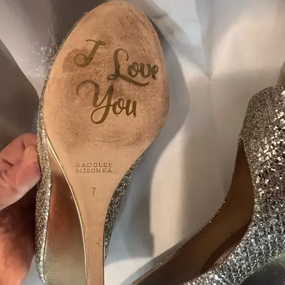 Badgley Mischka Gold Glitter Wedges for Special Occasions