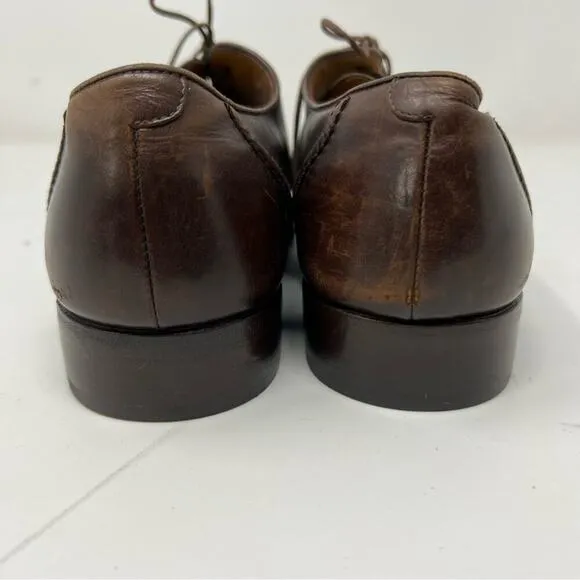 Bally men’s brown leather square toe box Oxford shoes sz 7.5