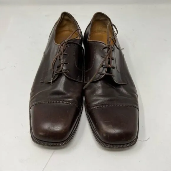 Bally men’s brown leather square toe box Oxford shoes sz 7.5