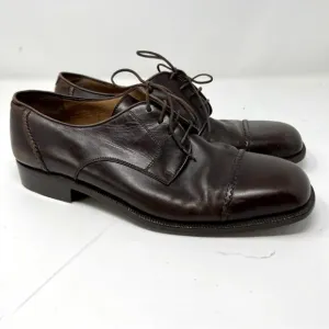 Bally men’s brown leather square toe box Oxford shoes sz 7.5