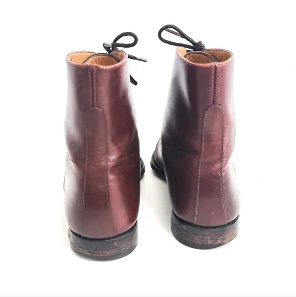 Bally Round Toe Leather Lace Up Ankle Boots