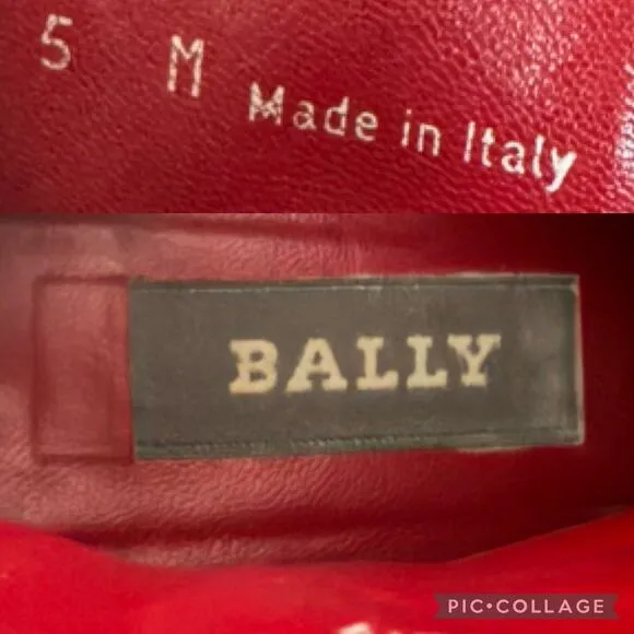Bally Sexy Red suede &amp; black exposed stitching bootie with kitten heel size 5