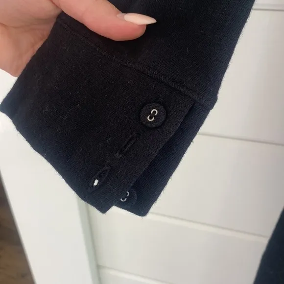 Banana Republic | Black Knee Length Poplin Cotton Half Sleeve Dress