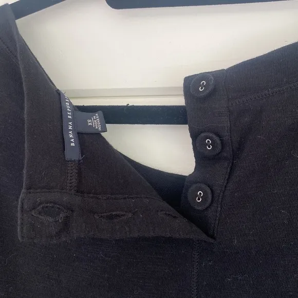 Banana Republic | Black Knee Length Poplin Cotton Half Sleeve Dress