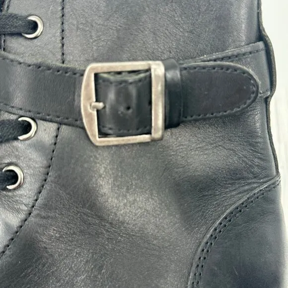 Banana Republic boots men's 8.5 combat lace up side zip ankle black leather