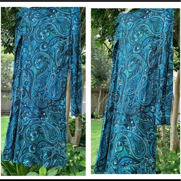 BANANA REPUBLIC Paisley print boat neck long sleeve silk  bodycon cocktail dress