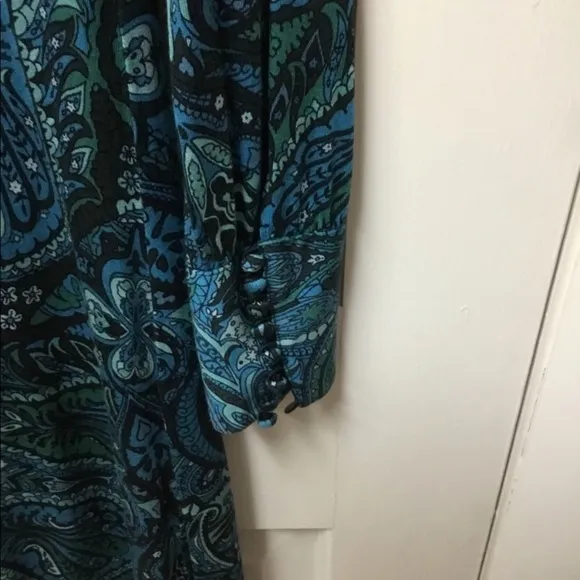 BANANA REPUBLIC Paisley print boat neck long sleeve silk  bodycon cocktail dress