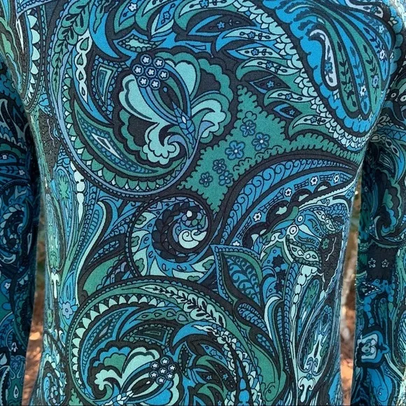 BANANA REPUBLIC Paisley print boat neck long sleeve silk  bodycon cocktail dress