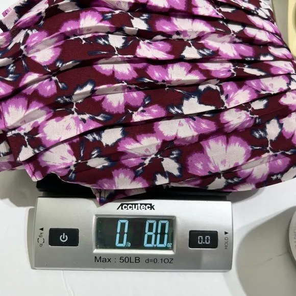 Banana Republic Petite Floral Pleated Easter Dress 2P Burgundy Pink Short Sleeve