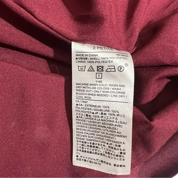 Banana Republic Petite Floral Pleated Easter Dress 2P Burgundy Pink Short Sleeve