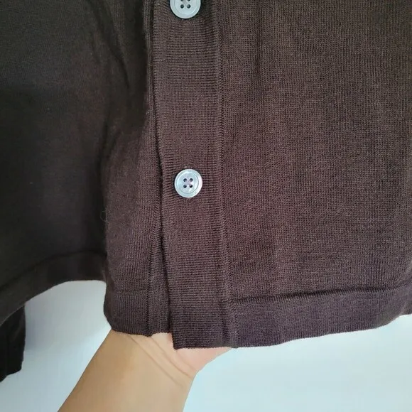 Banana Republic Stretch Merino Wool Brown Long Sleeve Cardigan Sweater Size Med