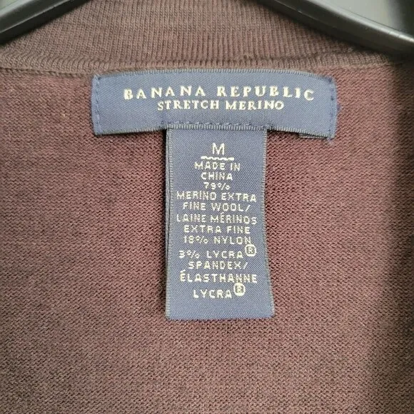 Banana Republic Stretch Merino Wool Brown Long Sleeve Cardigan Sweater Size Med