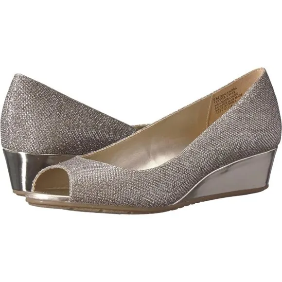 Bandolino Candra BDCANDRA3 Women's Gold Peep-Toe Wedge Heel Platform Pump Heel 6