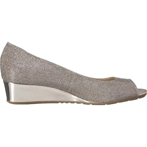 Bandolino Candra BDCANDRA3 Women's Gold Peep-Toe Wedge Heel Platform Pump Heel 6