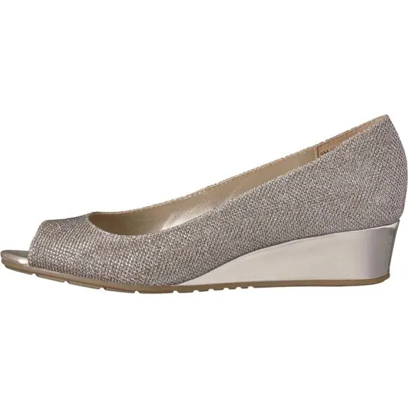 Bandolino Candra BDCANDRA3 Women's Gold Peep-Toe Wedge Heel Platform Pump Heel 6
