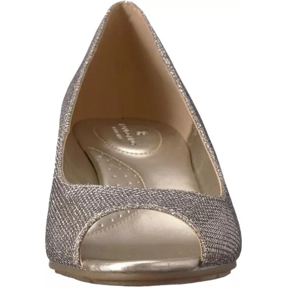 Bandolino Candra BDCANDRA3 Women's Gold Peep-Toe Wedge Heel Platform Pump Heel 6