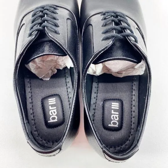 Bar III Warner Black Leather Upper Plain Toe Oxford Casual Dress Shoes Mens 7.5M