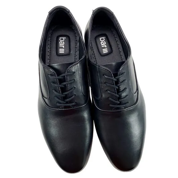 Bar III Warner Black Leather Upper Plain Toe Oxford Casual Dress Shoes Mens 7.5M