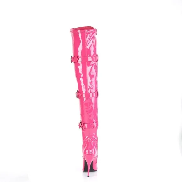 Barbiecore Barbie Pointed Toe Lace Up Thigh High Heel Boots
