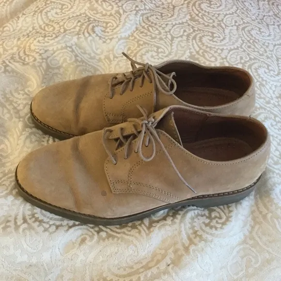 Bass 7.5 Tan Nubuck Derby Oxford Lace Up Bucks