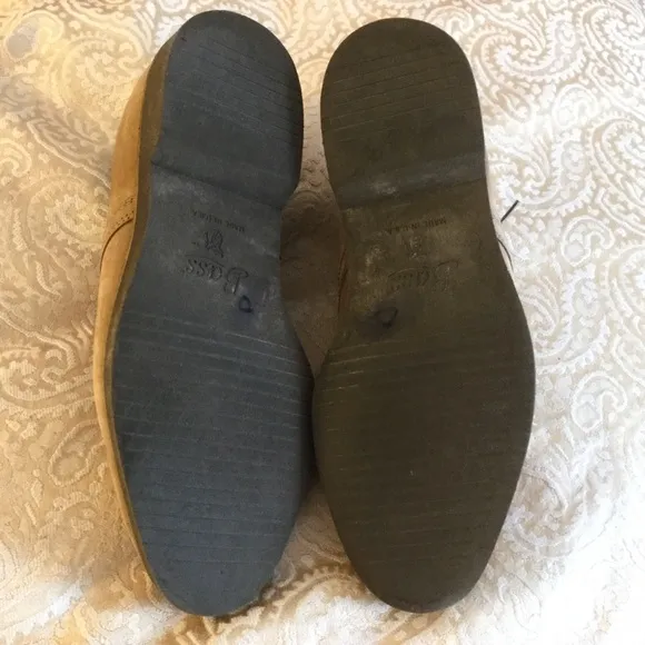 Bass 7.5 Tan Nubuck Derby Oxford Lace Up Bucks