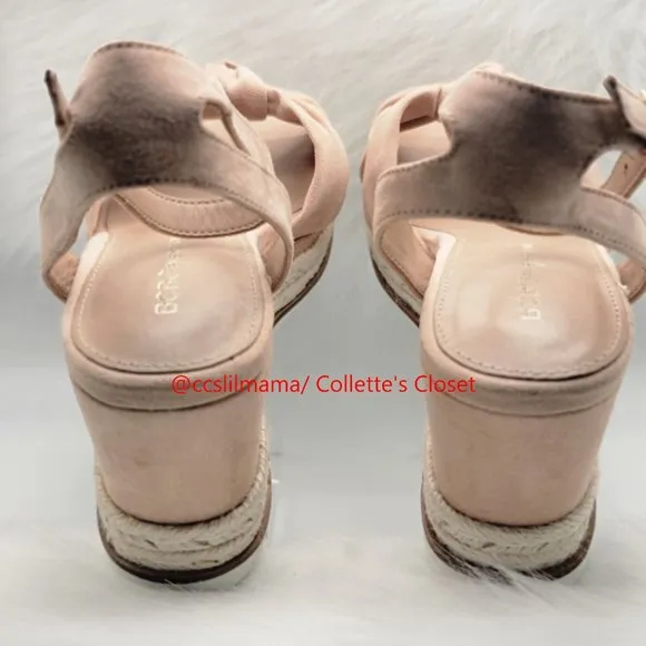 BCBG Generation Dusty Rose-Colored Open Toe Wedges with Ankle Strap - 7.5M