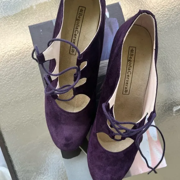 BCBGeneration Purple Lace Up Boots Suede
