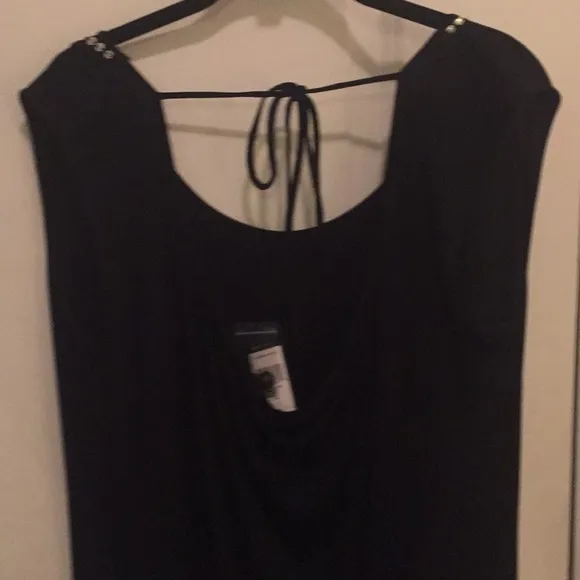 BCBGMAXAZRIA BLACK DRESS EMBELLISHED NECKLINE-NEW