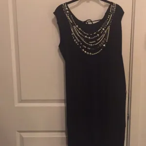BCBGMAXAZRIA BLACK DRESS EMBELLISHED NECKLINE-NEW