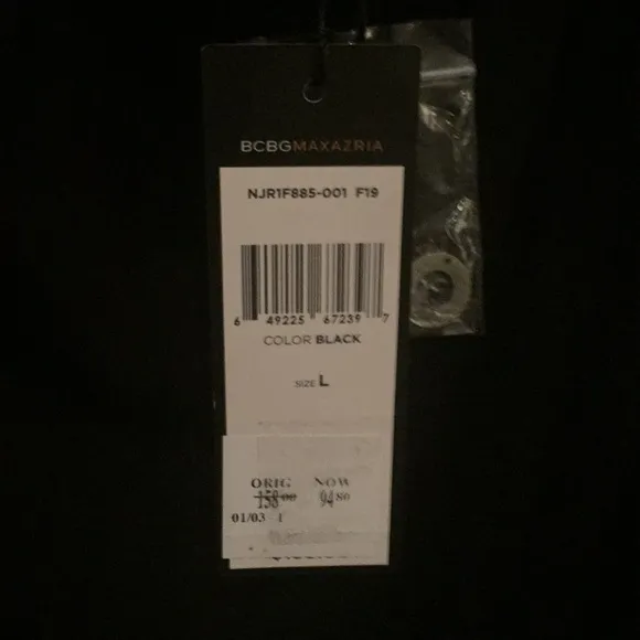 BCBGMAXAZRIA BLACK DRESS EMBELLISHED NECKLINE-NEW