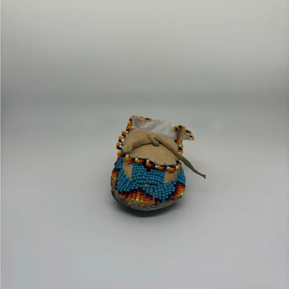 Beaded Moccasins with Colorful Design Natural