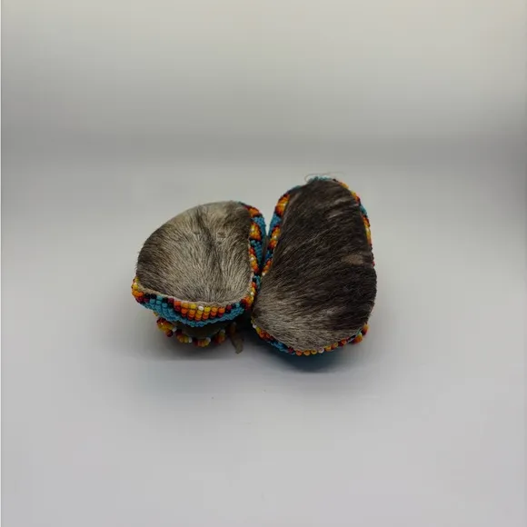Beaded Moccasins with Colorful Design Natural