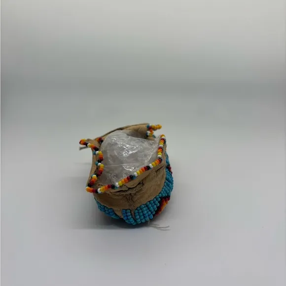 Beaded Moccasins with Colorful Design Natural
