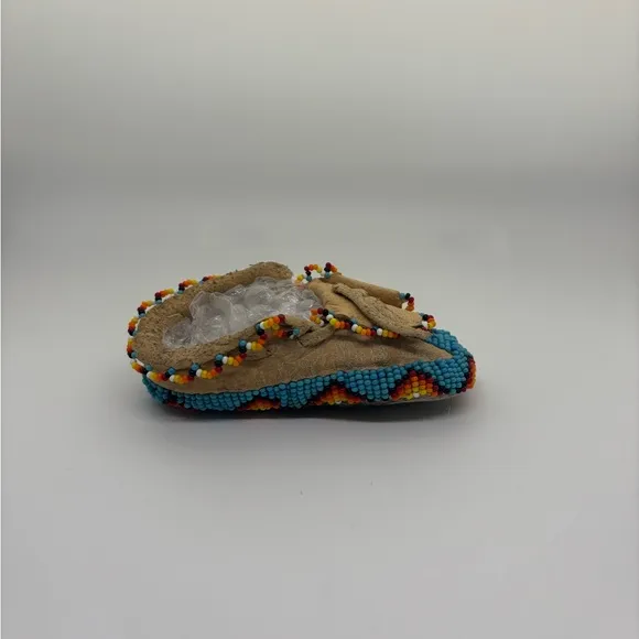 Beaded Moccasins with Colorful Design Natural