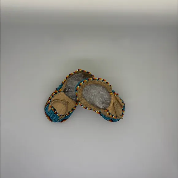 Beaded Moccasins with Colorful Design Natural