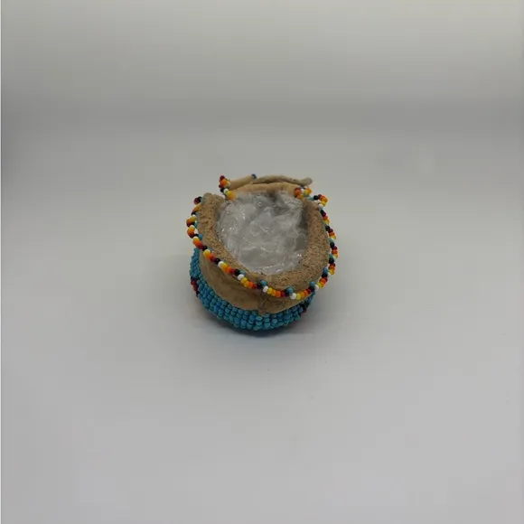 Beaded Moccasins with Colorful Design Natural