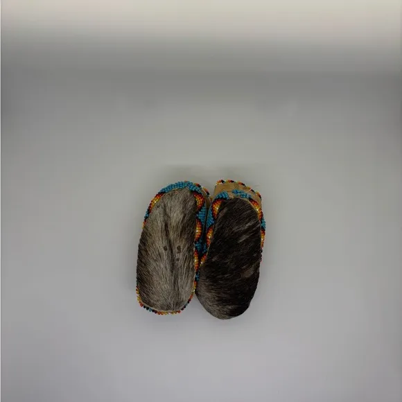Beaded Moccasins with Colorful Design Natural
