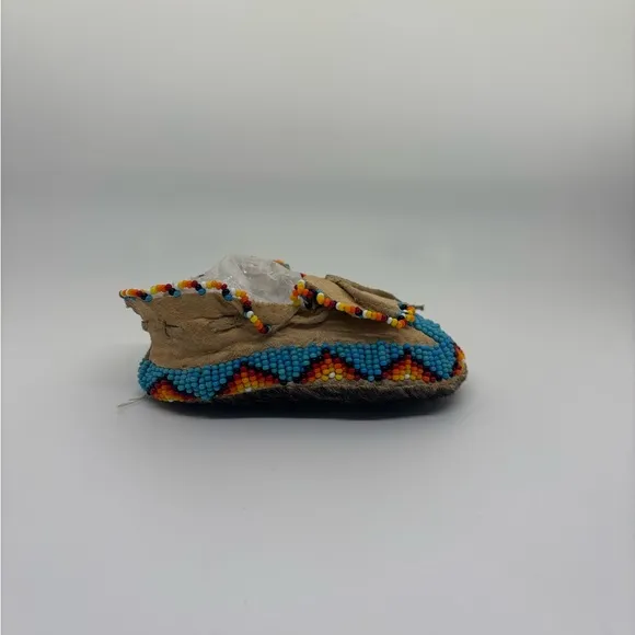 Beaded Moccasins with Colorful Design Natural