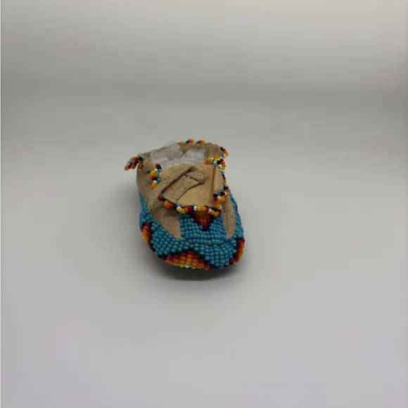 Beaded Moccasins with Colorful Design Natural