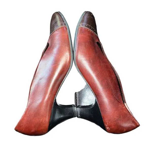 BeautiFeel gorgeous two tone brown leather pumps with low heel  EU size 40