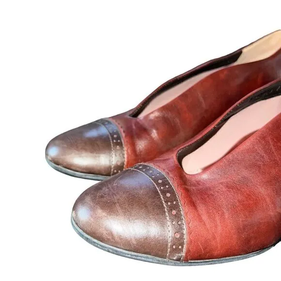 BeautiFeel gorgeous two tone brown leather pumps with low heel  EU size 40