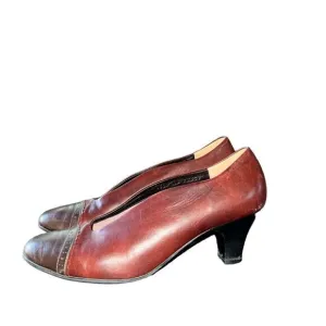 BeautiFeel gorgeous two tone brown leather pumps with low heel  EU size 40