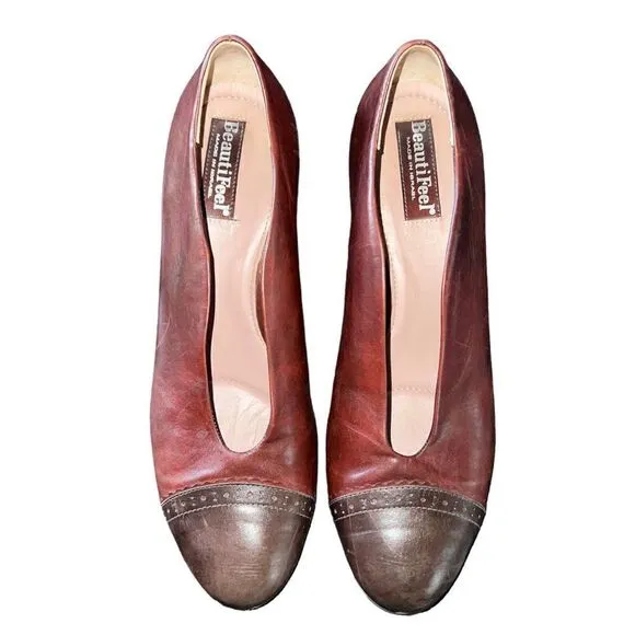 BeautiFeel gorgeous two tone brown leather pumps with low heel  EU size 40