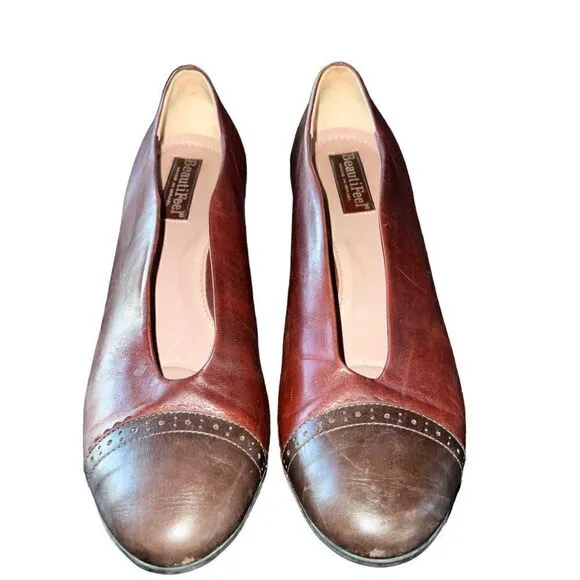 BeautiFeel gorgeous two tone brown leather pumps with low heel  EU size 40