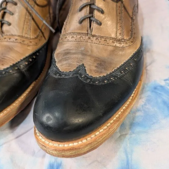Bed Stu Black and Brown Wingtip Brogue Dress Shoes Derby Oxford Men Size 11
