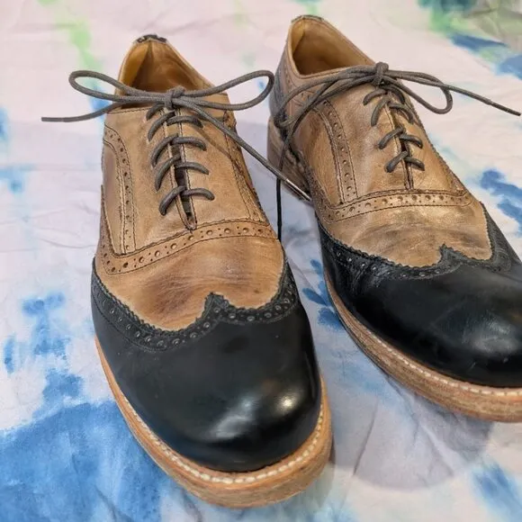 Bed Stu Black and Brown Wingtip Brogue Dress Shoes Derby Oxford Men Size 11
