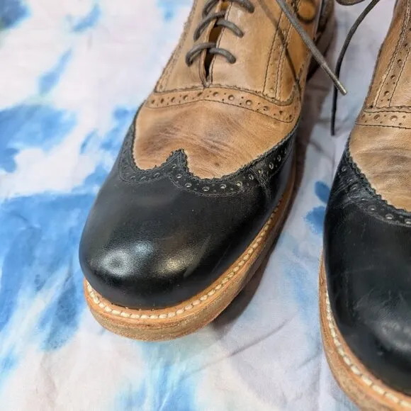 Bed Stu Black and Brown Wingtip Brogue Dress Shoes Derby Oxford Men Size 11